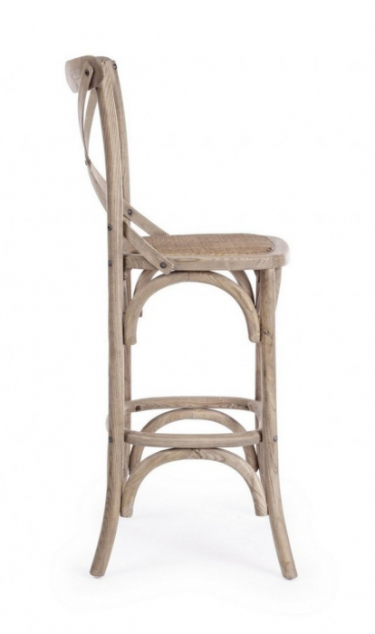 Scaun de bar Cross, Lemn, Gri deschis, 50x52x118 cm [5]