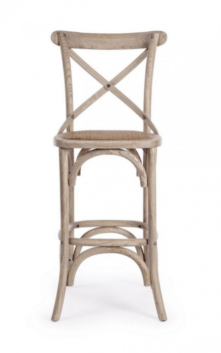 Scaun de bar Cross, Lemn, Gri deschis, 50x52x118 cm [3]