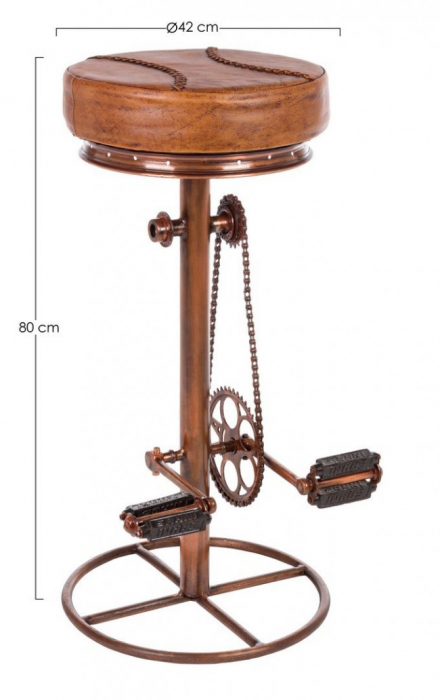 Scaun de bar Cycle, Piele, Maro, 42x80 cm [2]
