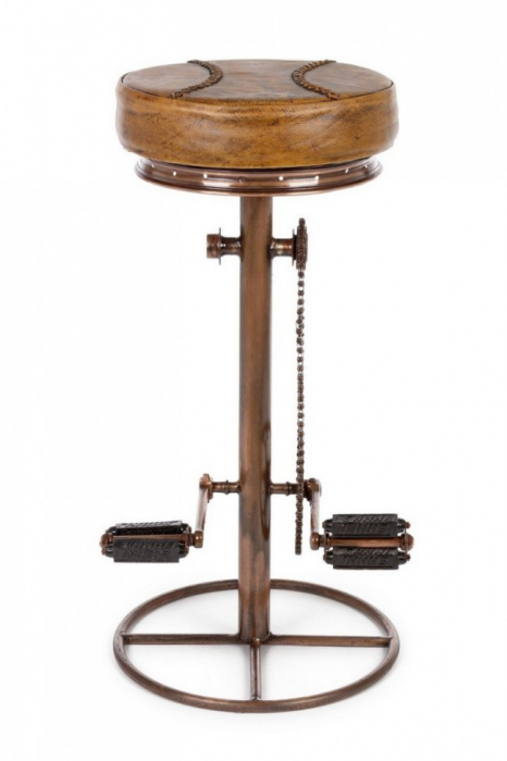 Scaun de bar Cycle, Piele, Maro, 42x80 cm [3]