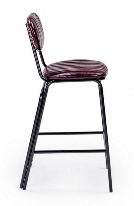 Scaun de bar Debbie, Imitatie din piele, Visiniu, 44x51x100 cm [5]