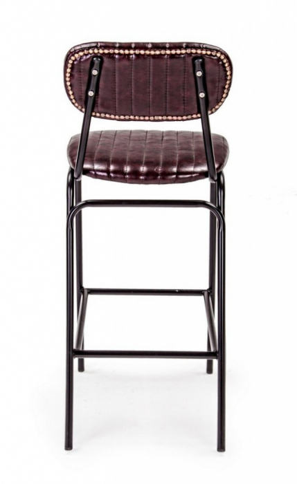 Scaun de bar Debbie, Imitatie din piele, Visiniu, 44x51x100 cm [4]