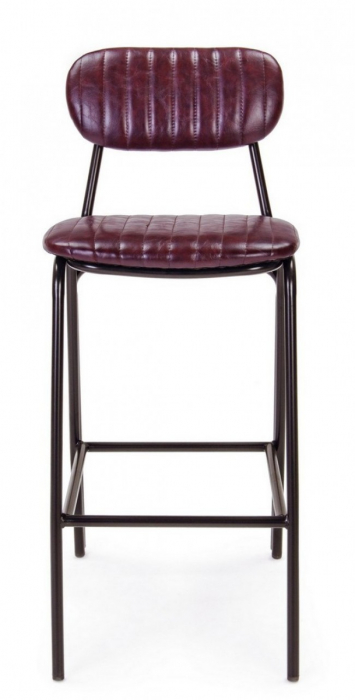 Scaun de bar Debbie, Imitatie din piele, Visiniu, 44x51x100 cm [3]