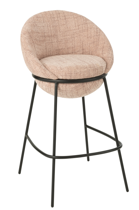 Scaun de bar din metal, roz deschis/negru [1]