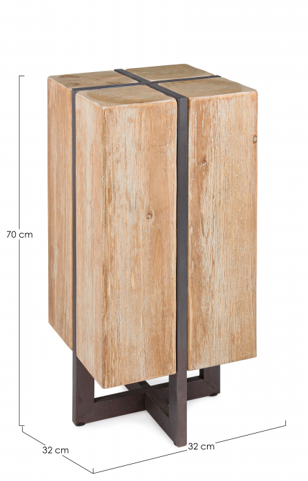 Scaun de bar Garrett, Lemn/Otel, Maro, 32x32x70 cm [3]