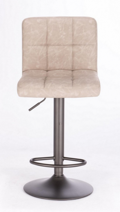 Scaun de bar Greyson Vintage, Imitatie de piele, Gri deschis, 42x51x113 cm [3]
