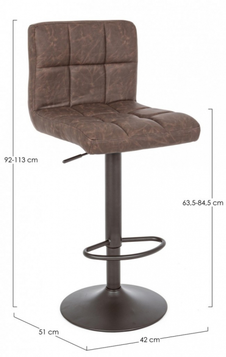 Scaun de bar Greyson Vintage, Imitatie de piele, Maro, 42x51x113 cm [2]