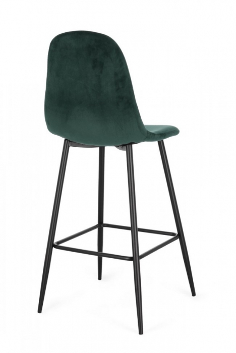Scaun de Bar Irelia din Catifea Negru/Verde Inchis [2]