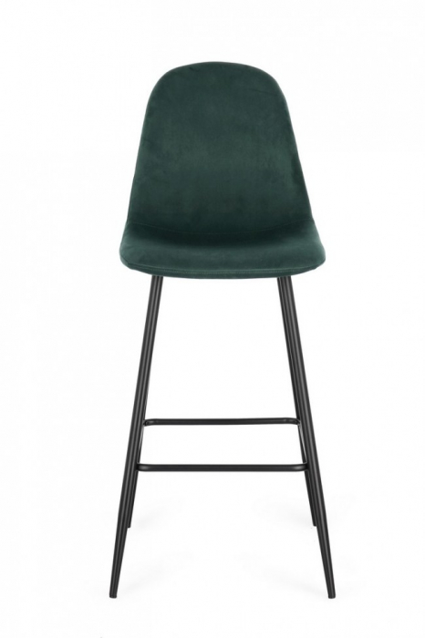 Scaun de Bar Irelia din Catifea Negru/Verde Inchis [3]