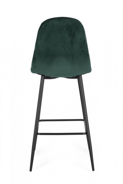 Scaun de Bar Irelia din Catifea Negru/Verde Inchis [4]