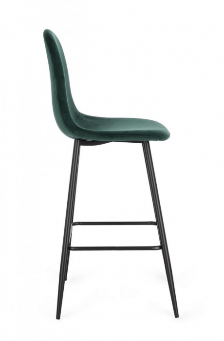 Scaun de Bar Irelia din Catifea Negru/Verde Inchis [5]