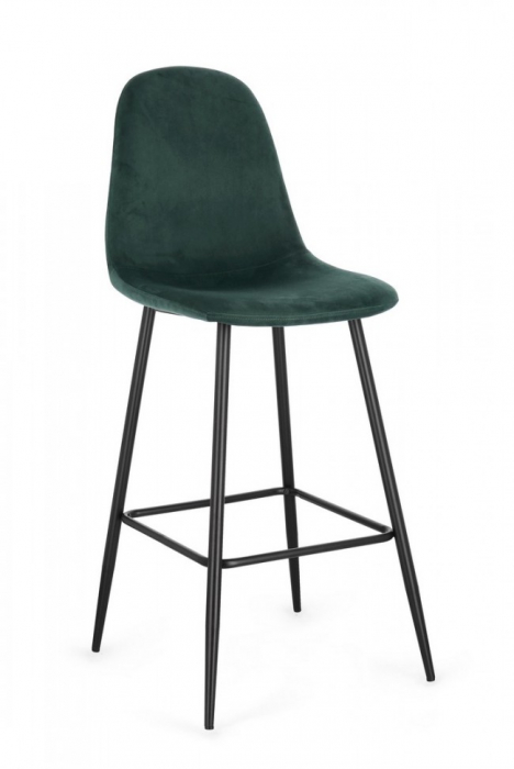 Scaun de Bar Irelia din Catifea Negru/Verde Inchis [1]