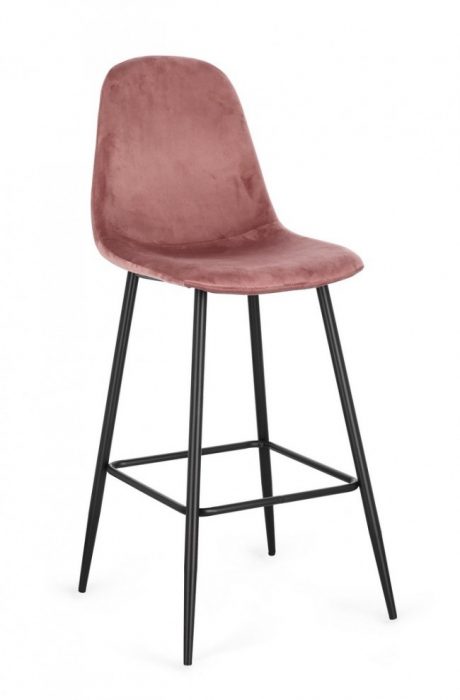 Scaun de Bar Irelia Negru/Roz din Catifea [1]