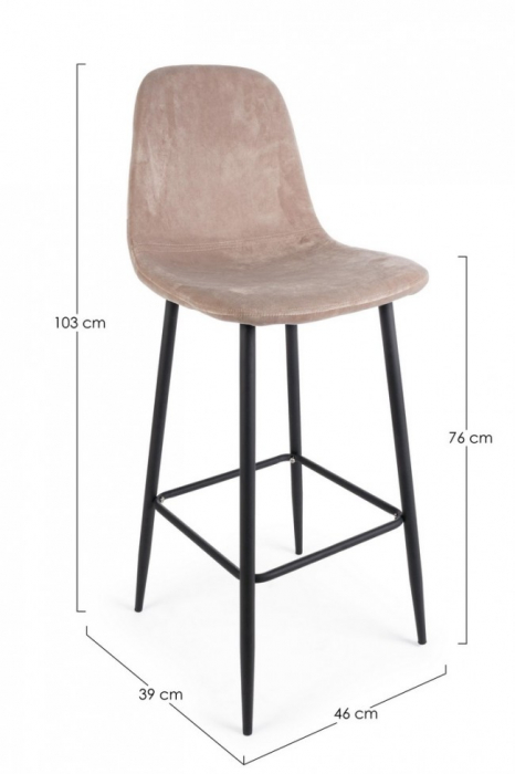 Scaun de bar Irelia, Otel/Catifea, Mov, 46x39x103 cm [2]