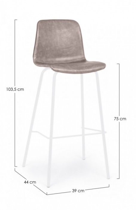 Scaun de bar KYRA,  imitatie de piele, alb, 39x44x103.5cm [2]