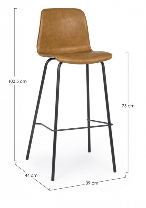 Scaun de bar KYRA, imitatie de piele, maro, 39x44x103.5cm [2]