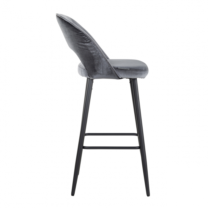 Scaun de bar Luna, Lemn/Panza/Otel inoxidabil, Gri/Negru, 103x46x53 cm [6]