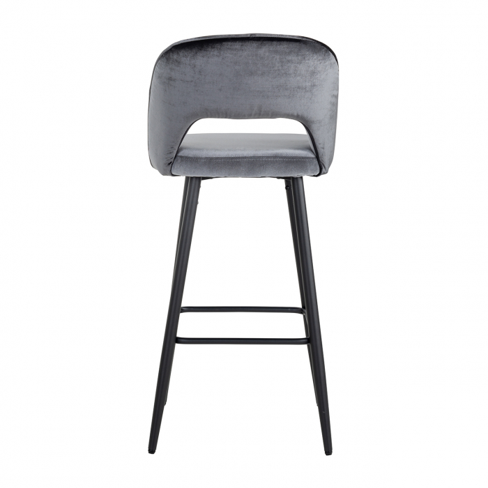 Scaun de bar Luna, Lemn/Panza/Otel inoxidabil, Gri/Negru, 103x46x53 cm [5]