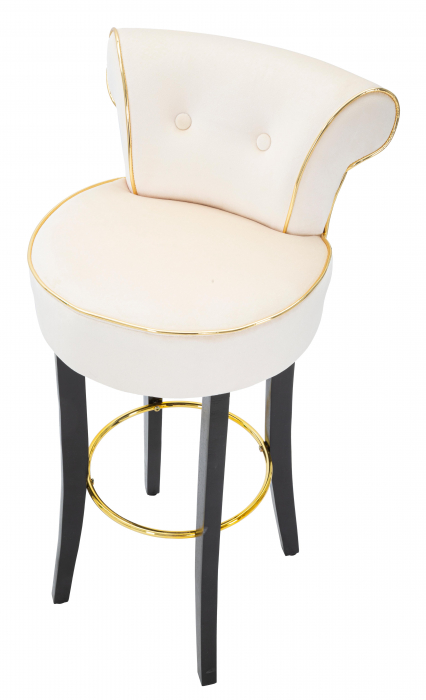 Scaun de bar Luxy, MDF/Lemn/Sintetic, Crem, 96x46x48 cm [6]