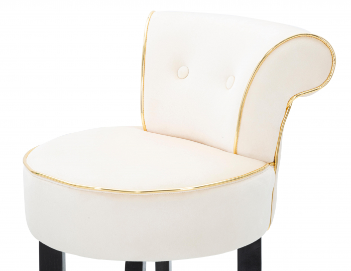 Scaun de bar Luxy, MDF/Lemn/Sintetic, Crem, 96x46x48 cm [5]