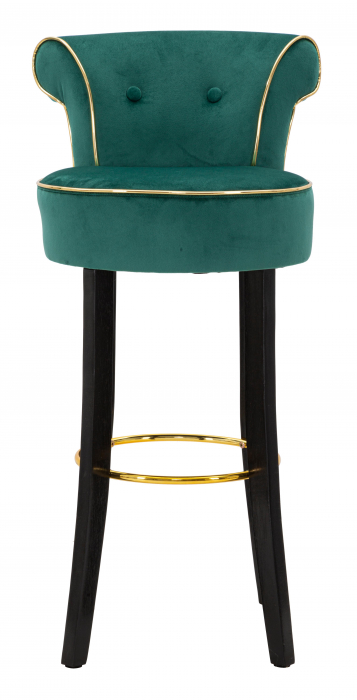 Scaun de bar Luxy, MDF/Lemn/Sintetic, Verde, 96x46x48 cm [10]