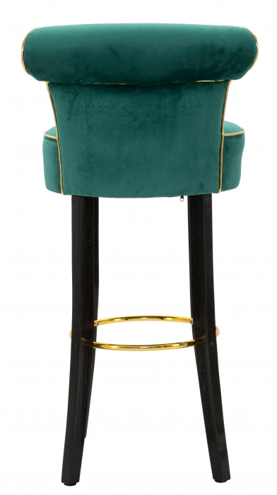 Scaun de bar Luxy, MDF/Lemn/Sintetic, Verde, 96x46x48 cm [6]