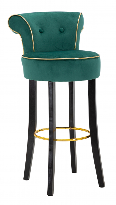 Scaun de bar Luxy, MDF/Lemn/Sintetic, Verde, 96x46x48 cm [11]