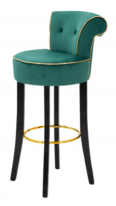 Scaun de bar Luxy, MDF/Lemn/Sintetic, Verde, 96x46x48 cm [9]