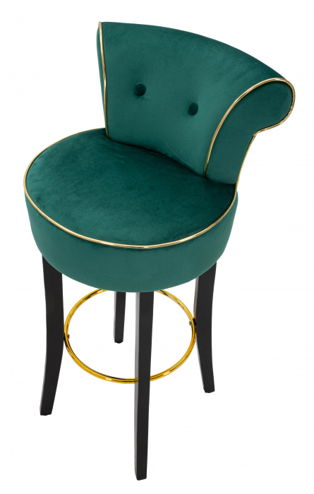 Scaun de bar Luxy, MDF/Lemn/Sintetic, Verde, 96x46x48 cm [8]