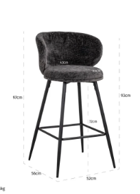 Scaun de bar, Mimi graphite, gri (set de 2) [2]