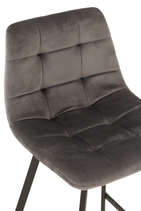Scaun de bar Olivier, Metal/Textil, Gri, 47x43x95 cm [6]