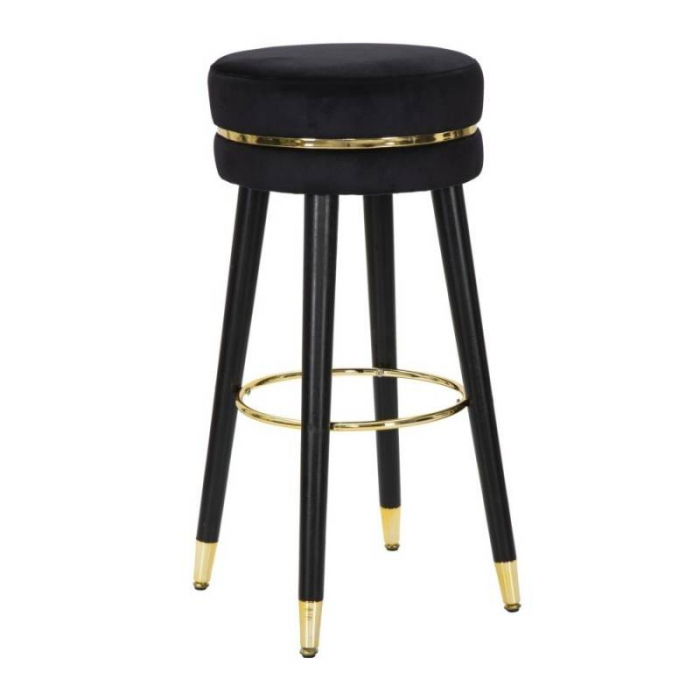 Scaun de bar Paris, Lemn/Metal/Poliester, negru, 74x35x35 cm [2]