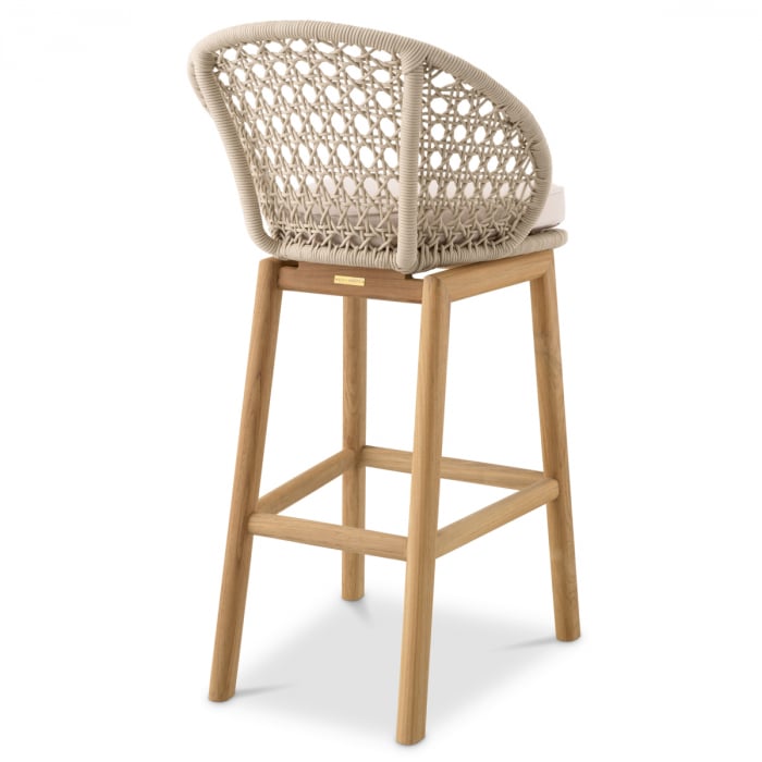 Scaun de bar, pentru exterior Trinity crem, țesătură flores off-white, Dims: W. 53 | D. 46 | H. 103 | SD. 44.5 | SH. 81  (CM) [3]
