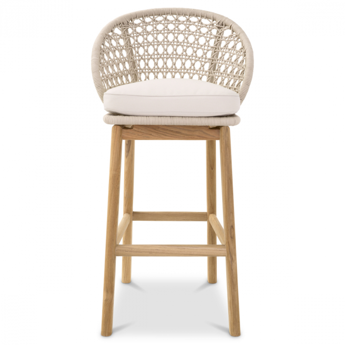 Scaun de bar, pentru exterior Trinity crem, țesătură flores off-white, Dims: W. 53 | D. 46 | H. 103 | SD. 44.5 | SH. 81  (CM) [2]