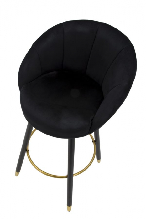 Scaun de bar Prague, Lemn/Burete/Catifea/Fier, Negru,/Auriu, 104x55x56 cm [5]