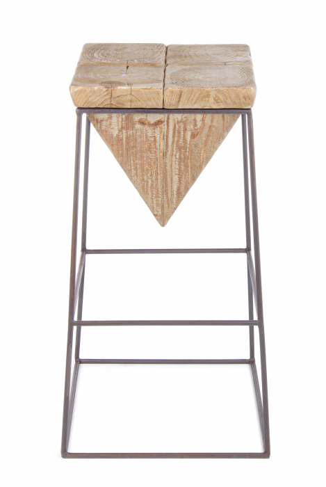 Scaun de bar Prismy, Lemn/Otel, Maro, 38x38x70 cm [3]