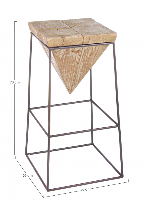 Scaun de bar Prismy, Lemn/Otel, Maro, 38x38x70 cm [4]