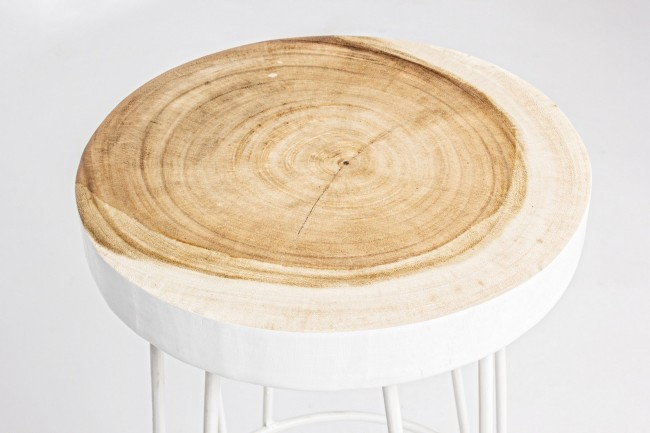 Scaun de bar RAKEL, lemn, alb, 33x74cm [4]