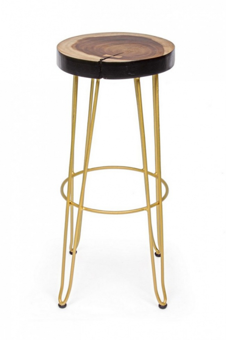 Scaun de bar RAKEL, lemn, auriu, 33x74cm [3]