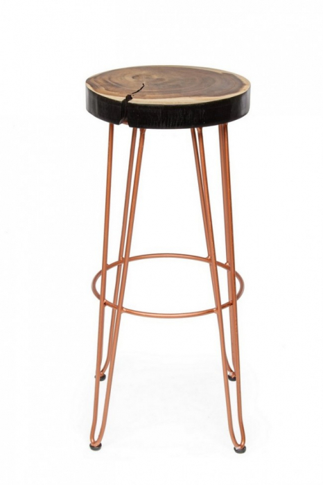 Scaun de bar RAKEL, lemn, maro, 33x74cm [3]