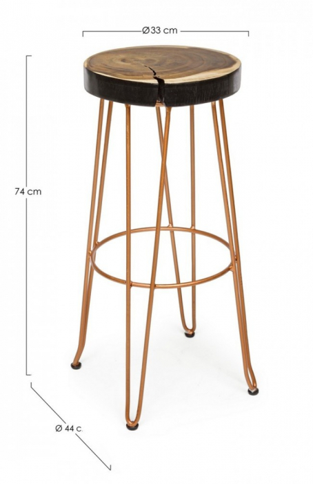 Scaun de bar RAKEL, lemn, maro, 33x74cm [2]