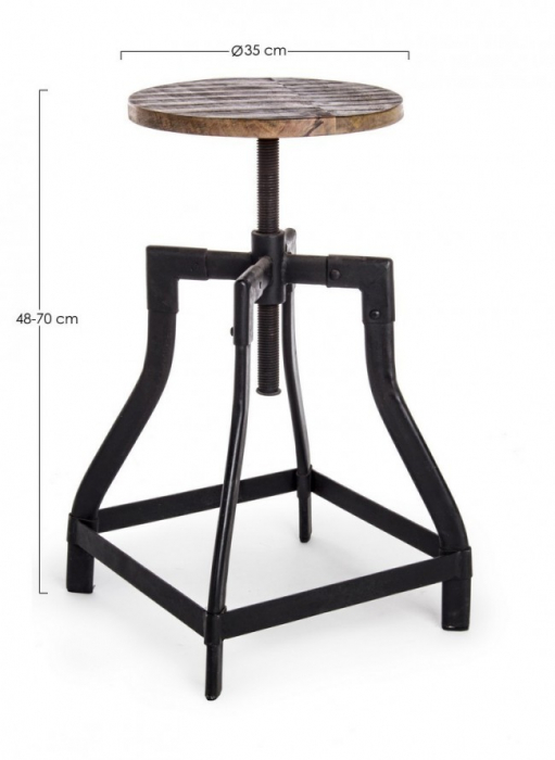 Scaun de bar Revolve ajustabil, Otel, Maro, x35x48/70 cm [2]