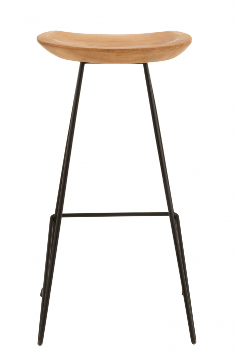 Scaun de Bar Teak, Metal/Lemn, Natural, 37x40x77 cm [4]