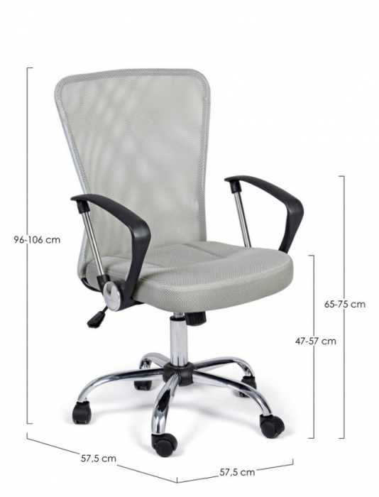 Scaun de birou Brisbane, Poliester, Gri, 57.5x57.5x96/106 cm [2]