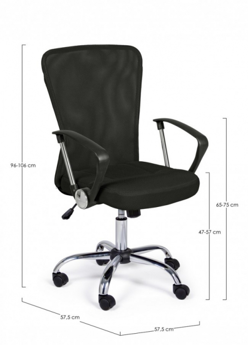 Scaun de birou Brisbane, Poliester, Negru, 57.5x57.5x96/106 cm [2]