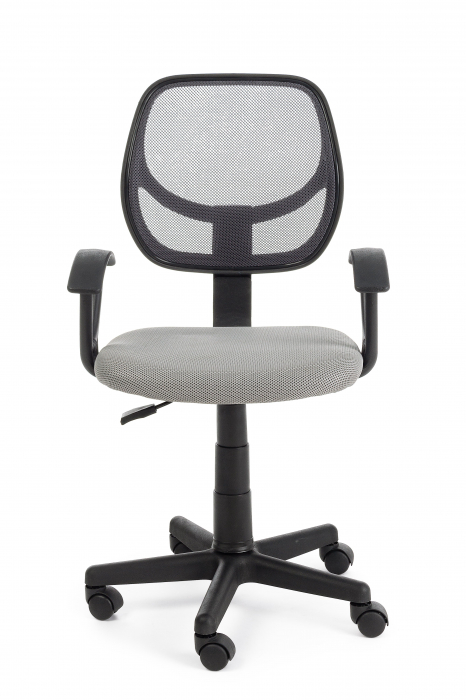 Scaun de birou Ella, Otel/Poliester, Gri/Negru, 45x52x87.5/99 cm [2]