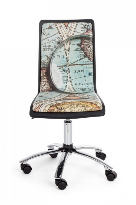 Scaun de birou GULLIVER , imitatie de piele, albastru, 36x40x87cm [3]