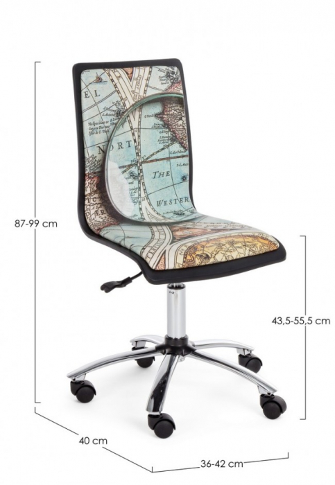 Scaun de birou GULLIVER , imitatie de piele, albastru, 36x40x87cm [2]