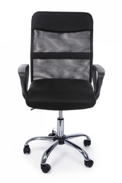 Scaun de birou, imitatie de piele, negru, 47x51x94cm [2]