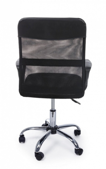 Scaun de birou, imitatie de piele, negru, 47x51x94cm [3]